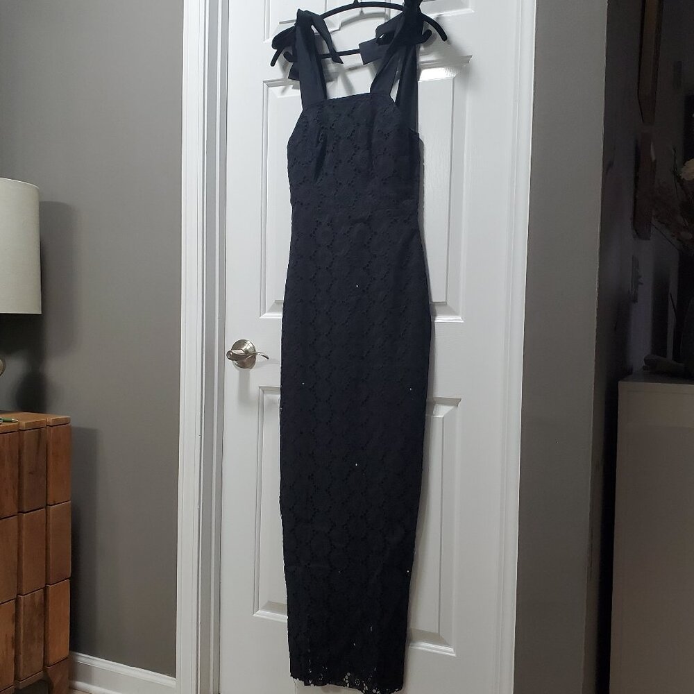 Handmade Black Cotton Lace Maxi Dress